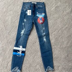 Hidden jeans with Villanova University custom detailing
